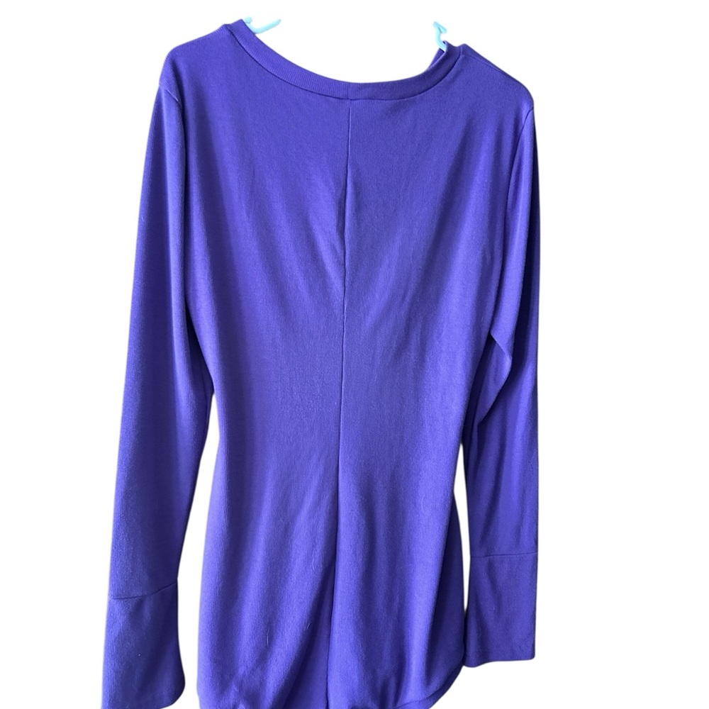 Purple Button Down Ribbed Bodysuit - Picture 5 of 5